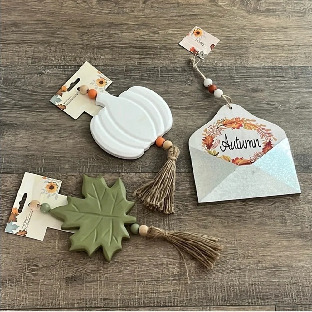 Autumn Leaf, Fall Envelope & Pumpkin Hanging/Tier Tray 3pcs Set 🍃🆕🍃